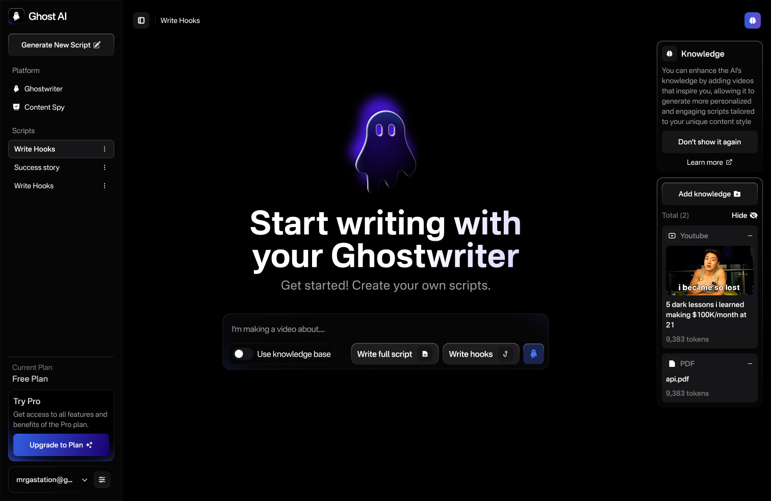 Ghost AI App Interface